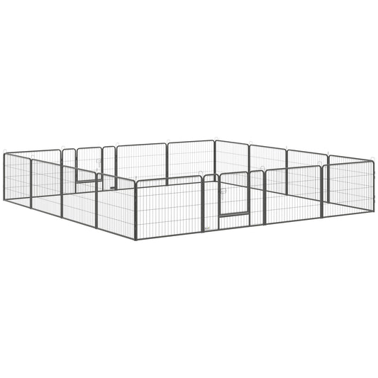 Heavy Duty Dog Playpen, 16 Panels Pet Playpen Dog Fence, Portable Puppy Exercise Pen, with 2 Doors Locking Latch, Outdoor or Indoor Use 23.5" Height