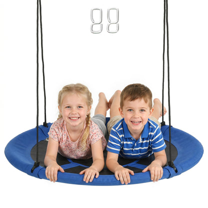 43.25" Saucer Swing, Nest Web Rope Seat with Adjustable Hanging Ropes, for Indoor Outdoor Children 3-12 Years Old, Blue