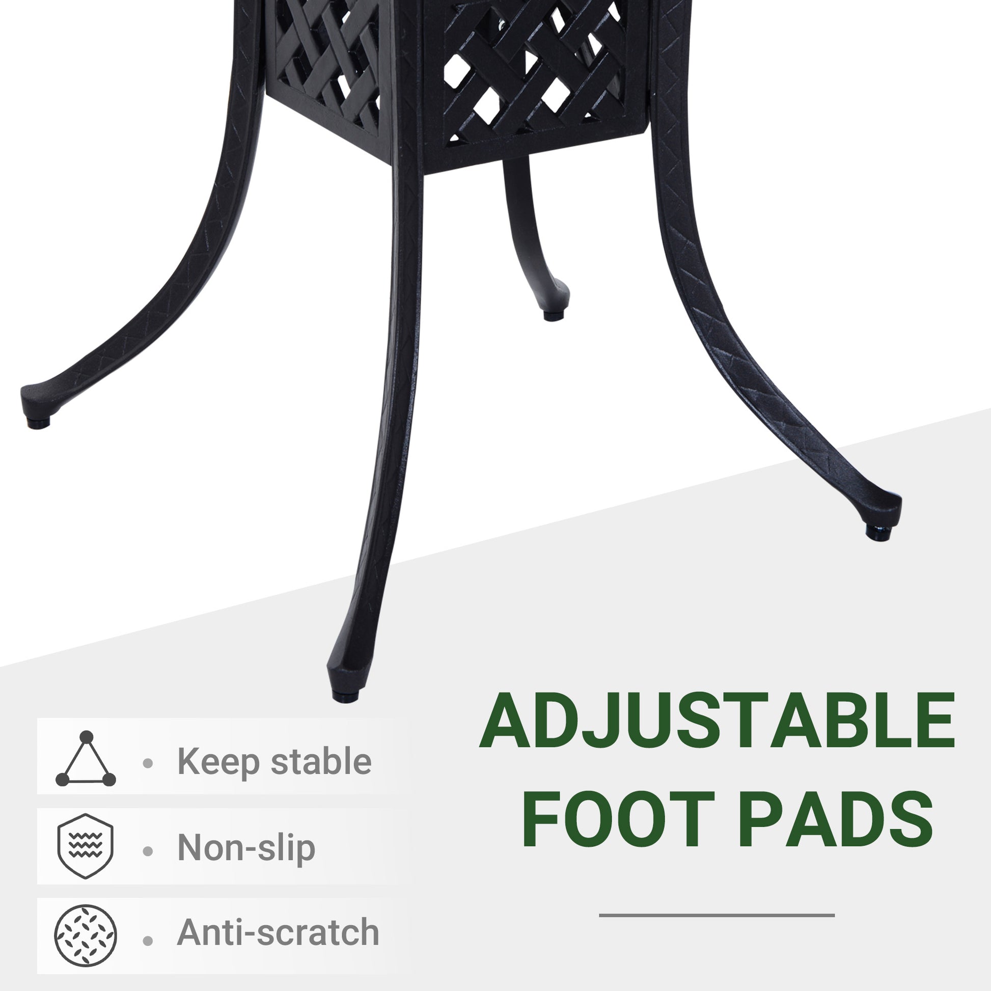 36" Patio Dining Table, Outdoor Bistro Table with 2" Umbrella Hole, Cast Aluminum Frame, For Garden, Balcony, Black