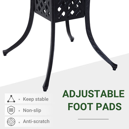 36" Patio Dining Table, Outdoor Bistro Table with 2" Umbrella Hole, Cast Aluminum Frame, For Garden, Balcony, Black