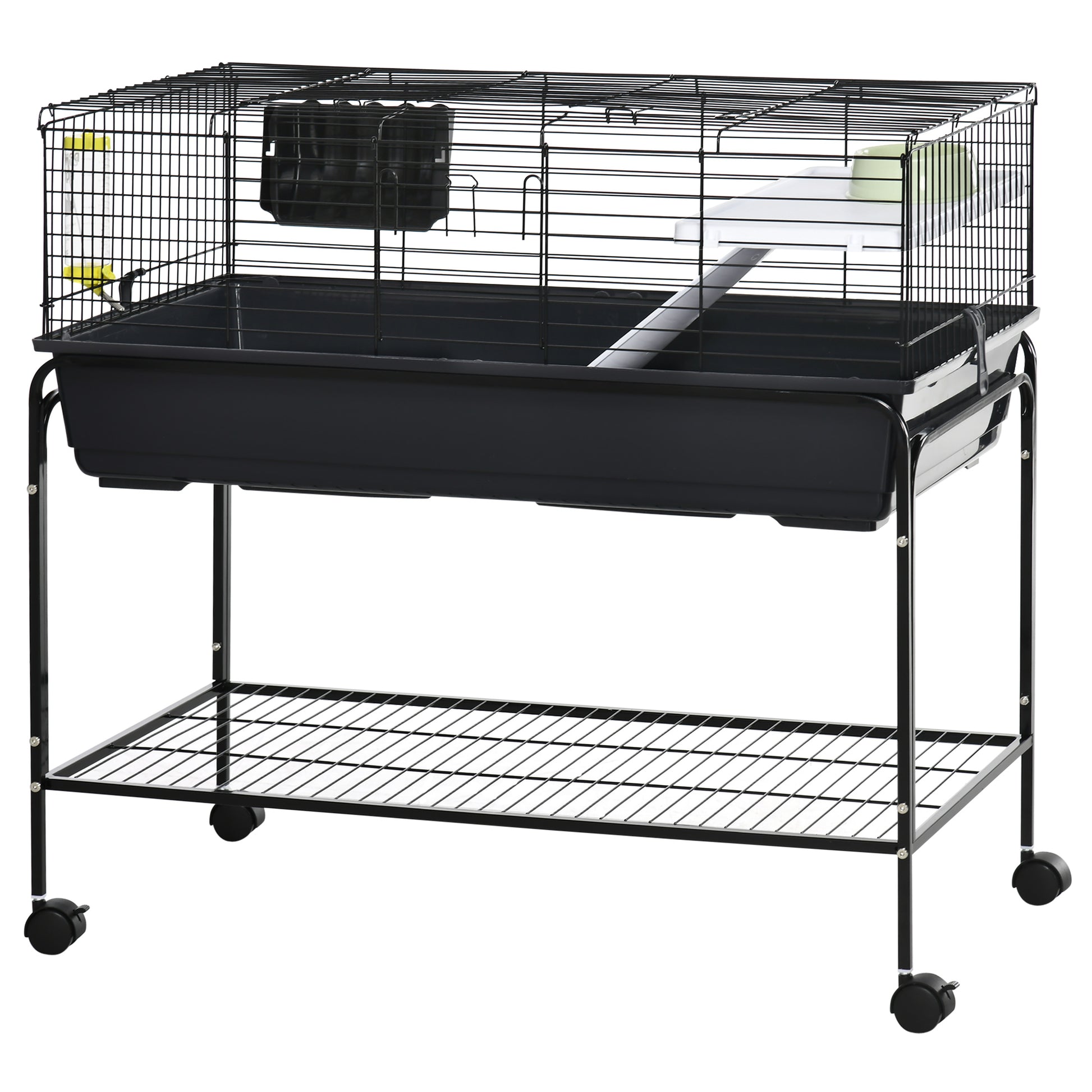 Small Animal Cage Deluxe Pet Habitat Rolling Rabbit Hutch for Bunny Guinea Pig Pet Mink Chinchilla