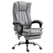 Office Chair 6-point Vibration Massage Chair Micro Fiber Recliner with Retractable Footrest Grey