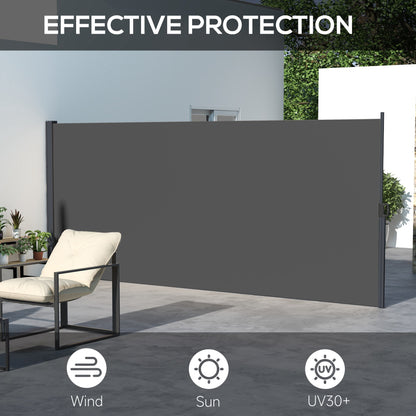 13' x 6' Retractable Side Awning, Outdoor Privacy Screen for Garden, Hot Tub, Balcony, Terrace, Pool, Dark Grey