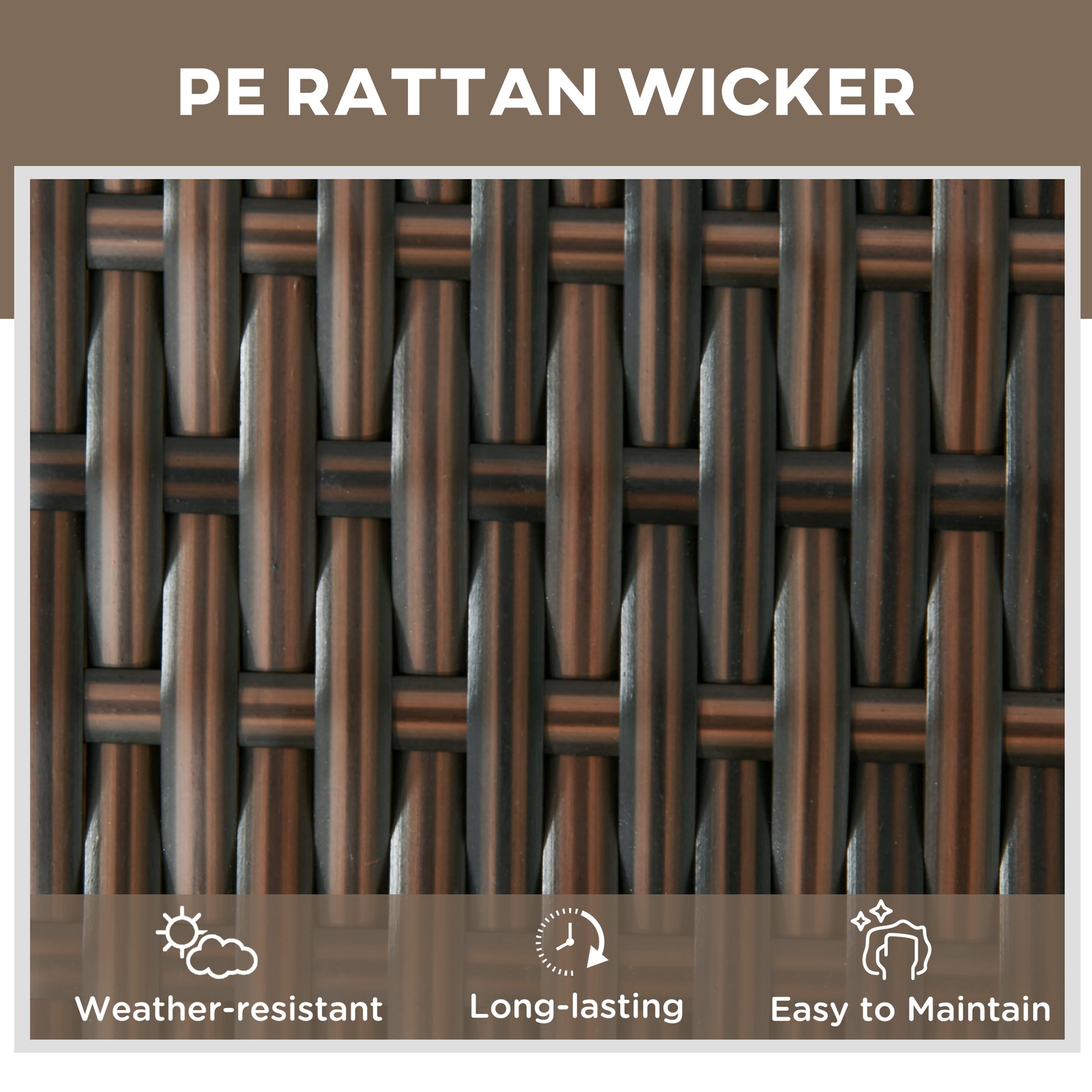 3 Pieces Wicker Patio Lounger Set with Table, PE Rattan Outdoor Lounge Chair Set with Cushions, Wheels, 5-Level Reclining Backrest, Headrest, Brown/Dark Grey