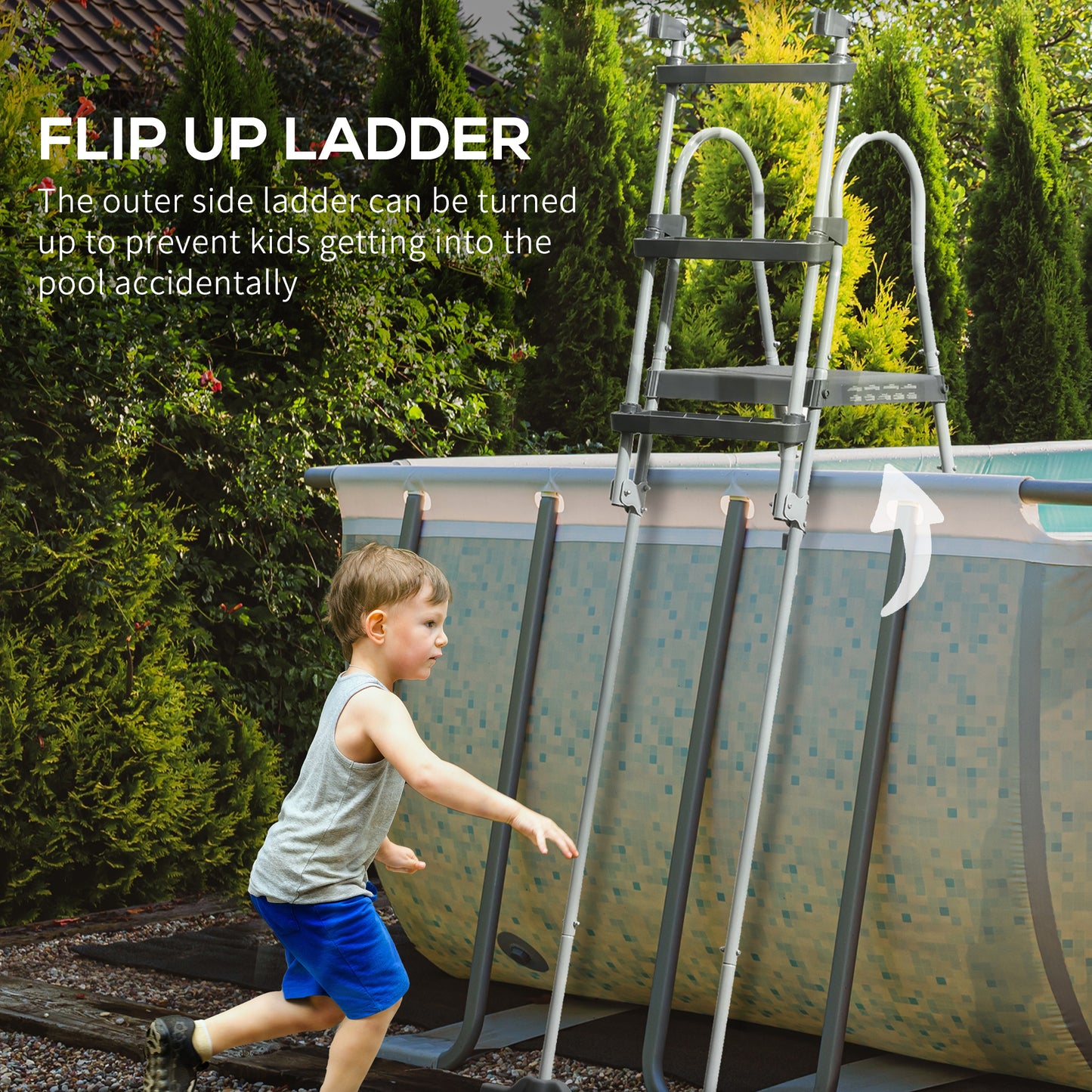 70" Above Ground Pool Ladder for 48" Pool Wall Height, Grey