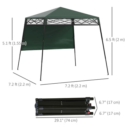 7' x 7' Pop Up Canopy Gazebo Tent with Backpack & Inclined Legs, Green