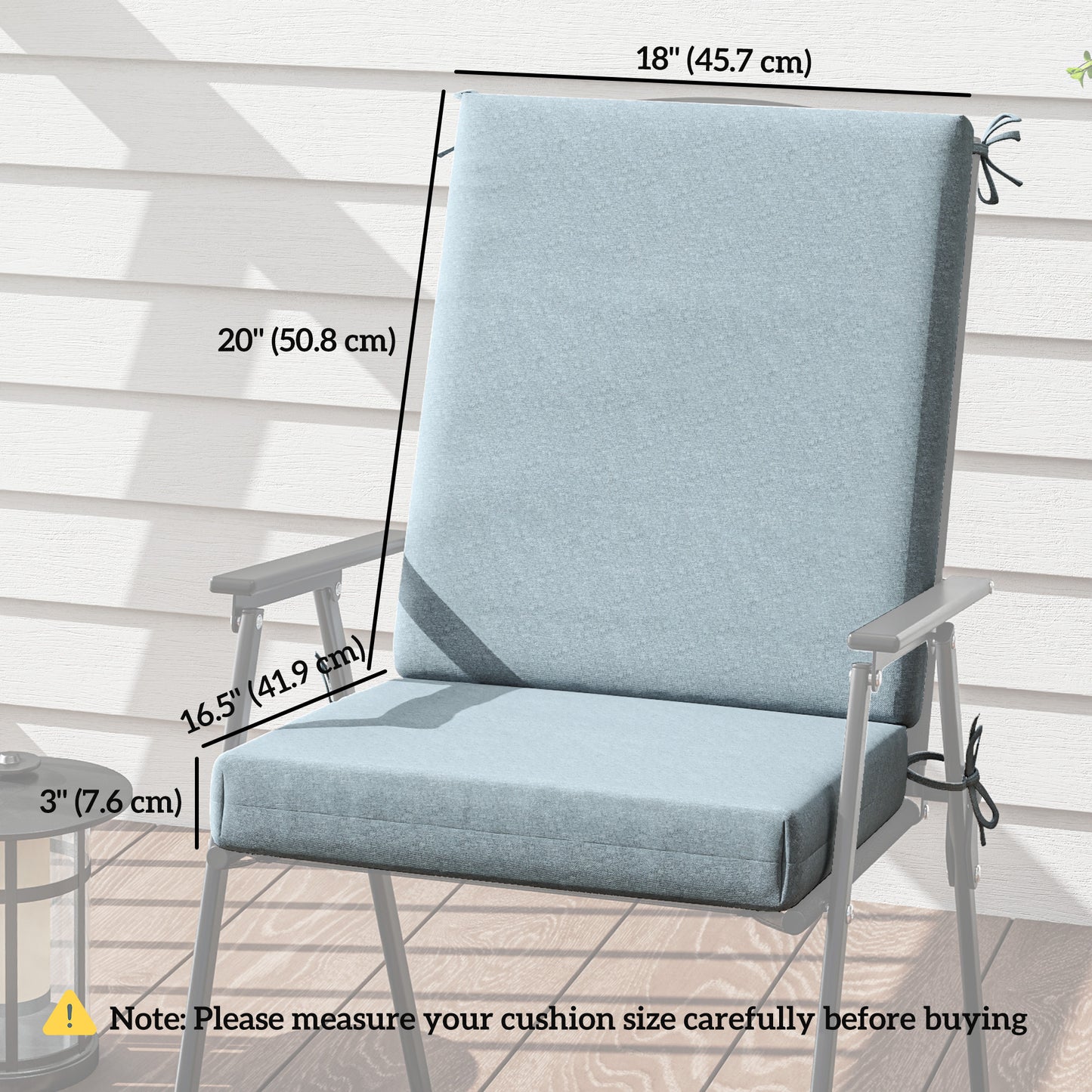 Outdoor Cushions Set of 2 for Dining Chairs, Seat Cushions with Back, Fade-Resistant Yarn-Dyed Polyester, Light Grey