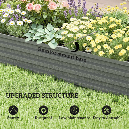 L-Shaped Raised Garden Bed, 82" x 109" x 12" Galvanized Steel Planter Box with Multi-reinforced Rods for Vegetables, Flowers and Herbs, Light Grey
