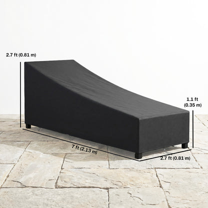 Waterproof Patio Lounge Chair Cover, 420D Outdoor Chaise Lounger Protective Cover with Sealed Seams, Storage Bag, Black