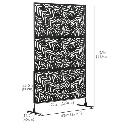 Metal Outdoor Privacy Screen, Decorative Outdoor Divider with Stand and Expansion Screws, Freestanding Privacy Panel for Garden Deck Pool Hot Tub, Willow Branch Style