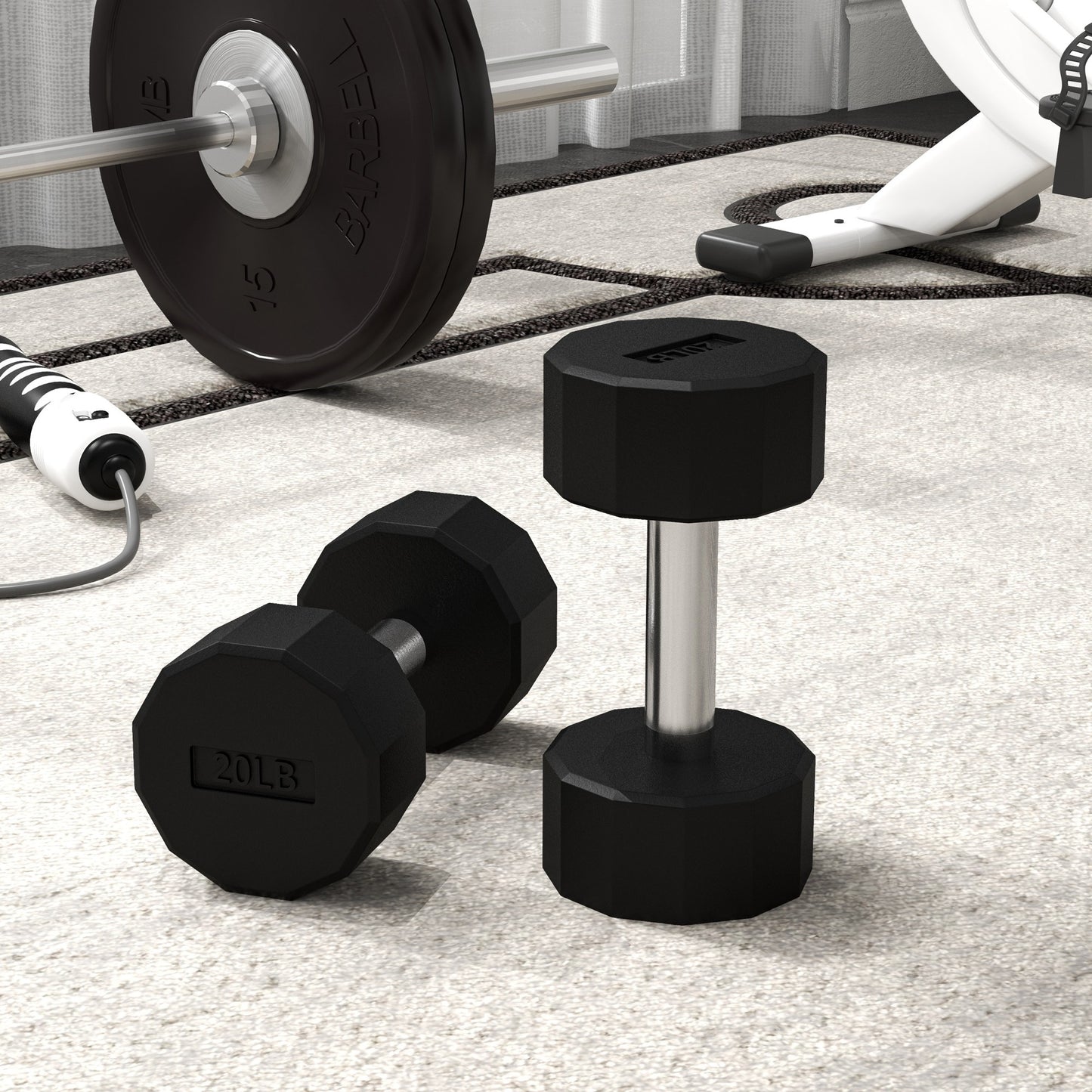 Soozier 2 x 20lbs Dumbbells Set with Non-Slip Grip, Rubber Covered Weights for Men Women Home Gym Workout