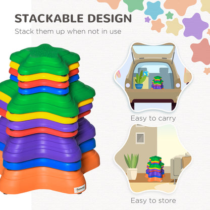 11PCs Larger Size Balance Stepping Stones for Kids with Non-slip Bottom, Stackable Obstacle Course Outdoor Indoor, Play River Rocks with Starfish Style
