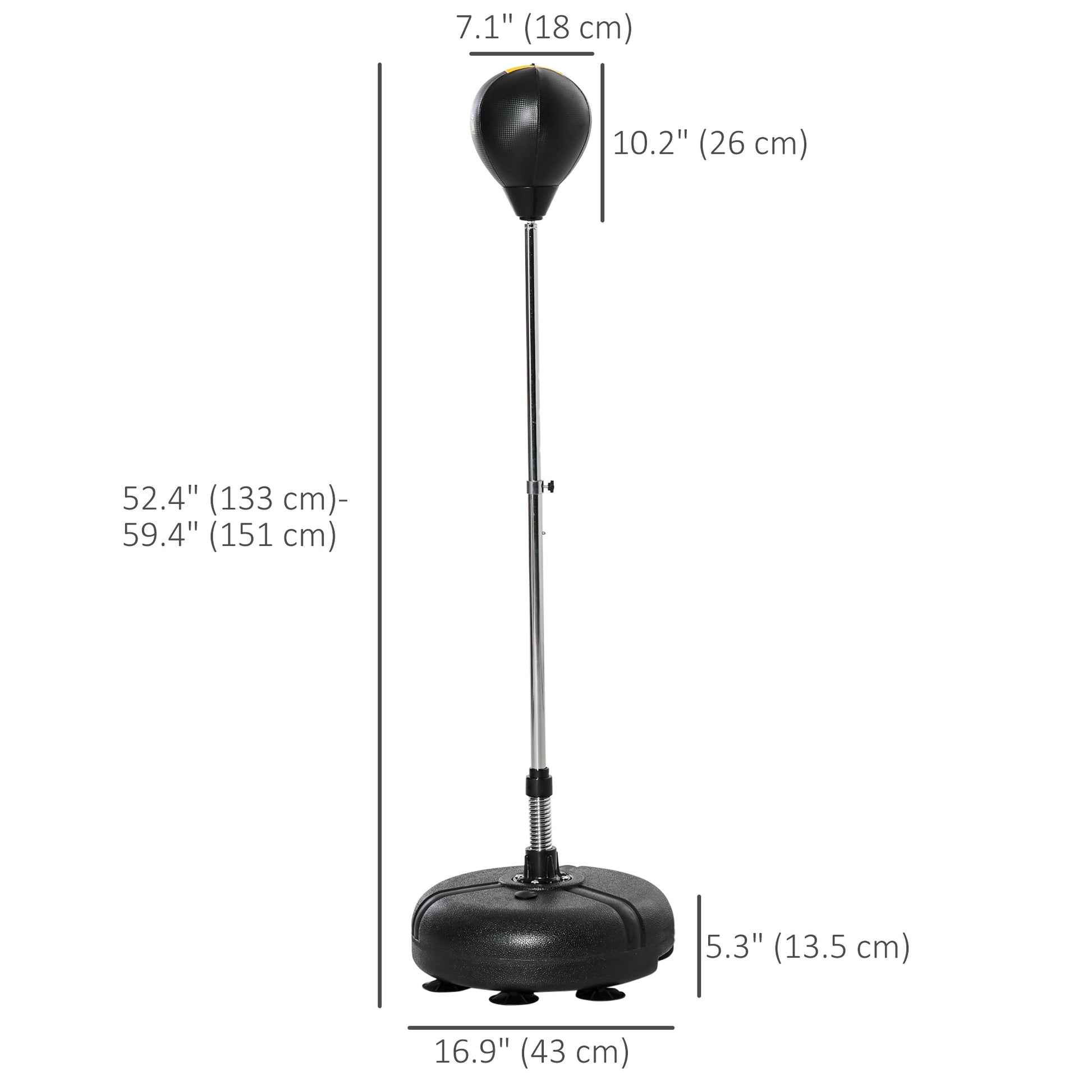 Soozier Reflex Bag with Stand, Freestanding Punching Bag Set with Speedball and Gloves, 52.4" -59.4" Adjustable Height for Home Gym Training
