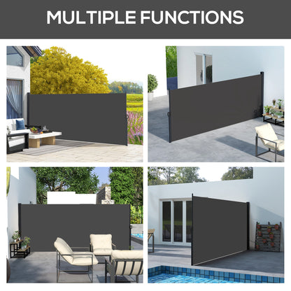 13' x 6' Retractable Side Awning, Outdoor Privacy Screen for Garden, Hot Tub, Balcony, Terrace, Pool, Black