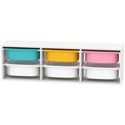 Qaba Kids Toy Storage Organizer with 6 Removable Plastic Bins for Toddlers, Toy Box for Bedroom, Nursery, Playroom