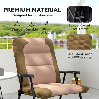 Folding Rocking Chair Set of 2 Padded Rockers with Armrest, Light Brown