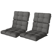 2-Piece Back Seat Cushion Replacement, Outdoor Patio Chair Cushions Set with Ties, Button Tufted, Dark Grey