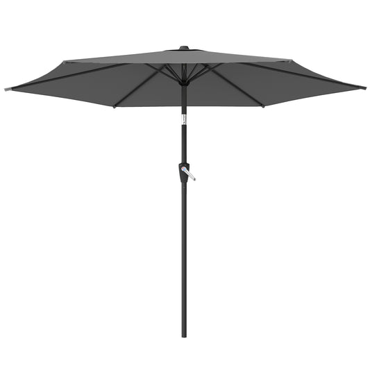9FT Patio Umbrella, Outdoor Table Patio Umbrellith Tilt, Crank, 6 Ribs, UV Protection for Garden, Lawn, Deck, Backyard