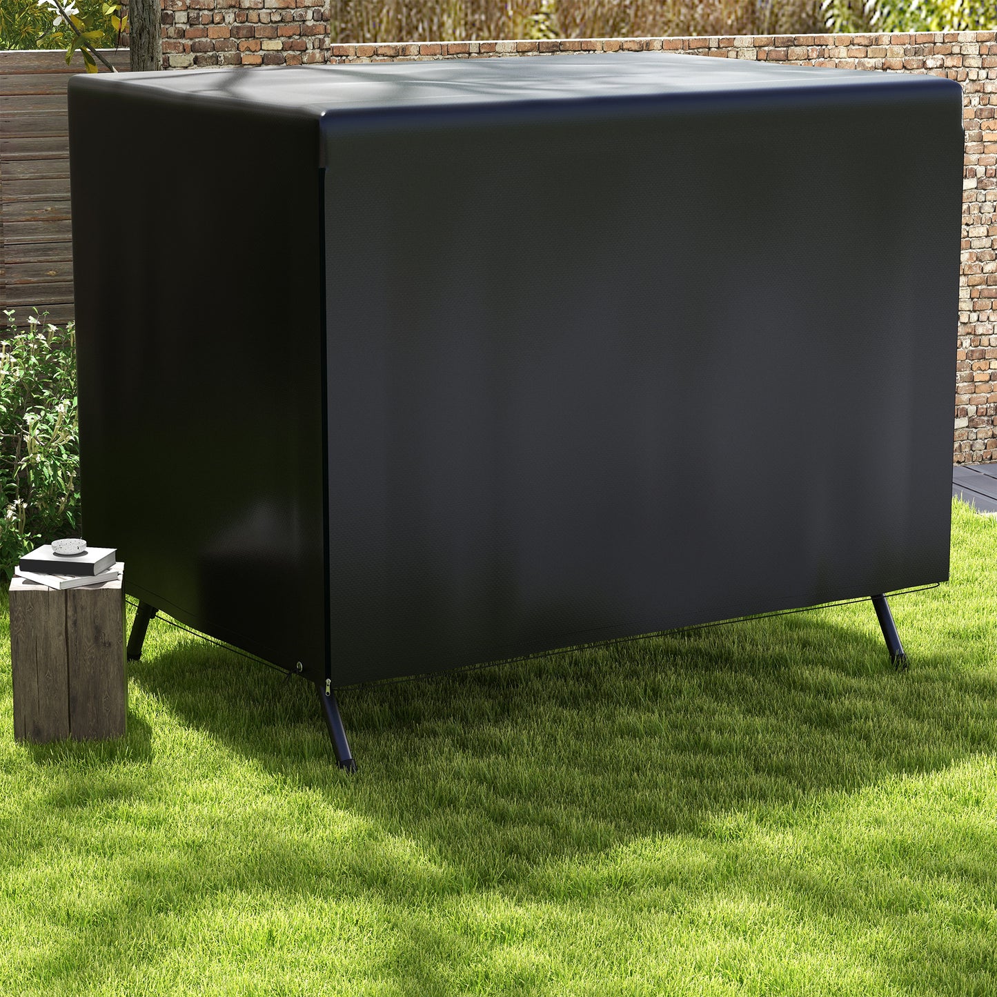3-Seater Patio Swing Cover, Outdoor Garden Furniture Protection, 85" x 61" x 59", Black