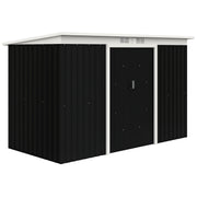 9x4 Outdoor Storage Shed Galvanized Steel Garden Shed with Foundation Kit, Ventilation & Doors, Dark Grey