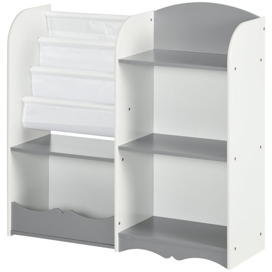 Qaba Kids Toy Storage Organizer Shelf, Children Bookshelf for Bedroom, Playroom, Nursery, Grey
