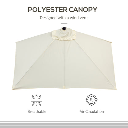 8ft Half Umbrella Outdoor Balcony Parasol Patio Garden Outdoor Window Sun Shade w/ 5 Ribs Beige