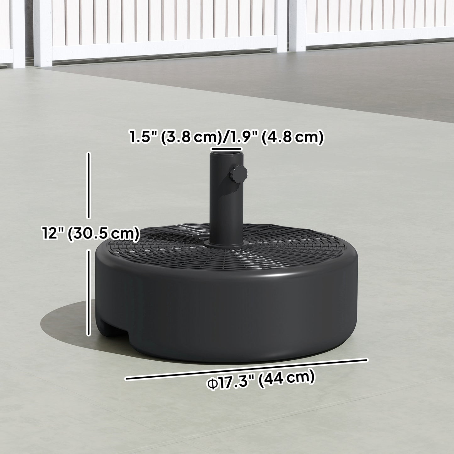 Patio Umbrella Base with Handle Outdoor Umbrella Stand Holder for 1.5" and 1.9" Poles Black