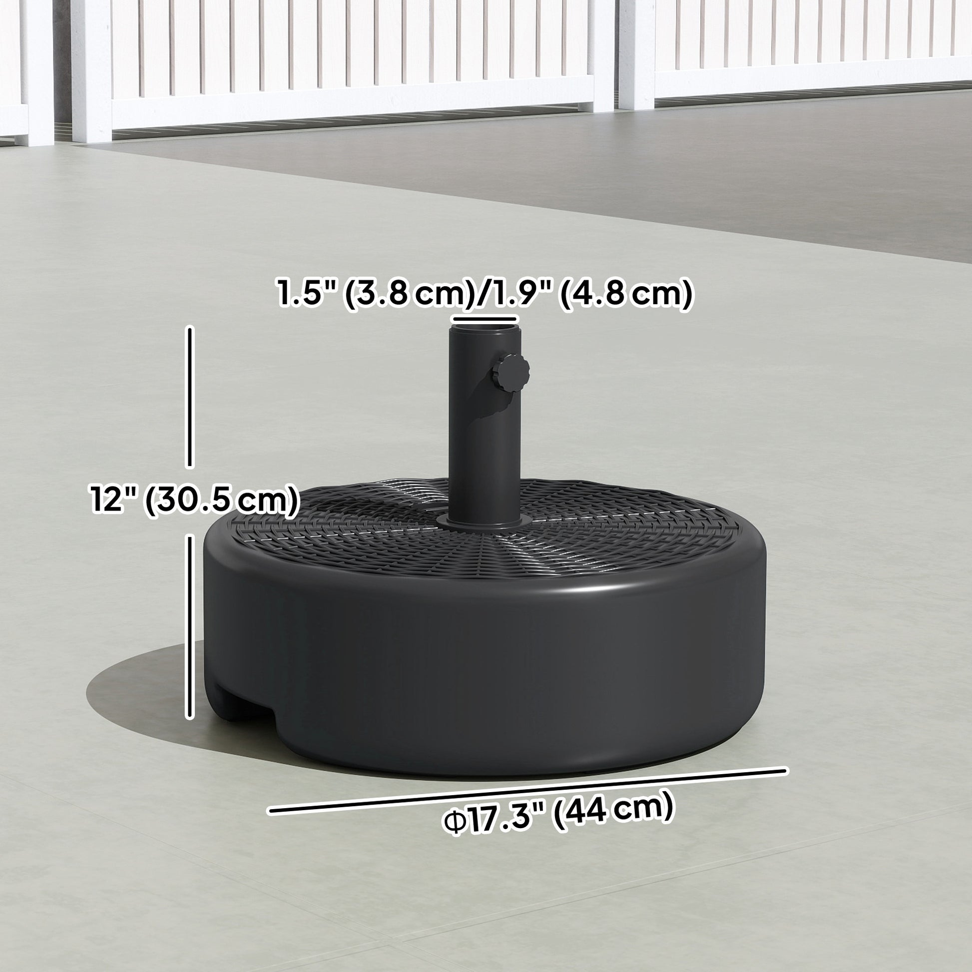 Patio Umbrella Base with Handle Outdoor Umbrella Stand Holder for 1.5" and 1.9" Poles Black