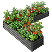 L-Shaped Raised Garden Bed, 82" x 109" x 12" Galvanized Steel Planter Box with Multi-reinforced Rods for Vegetables, Flowers and Herbs, Dark Grey