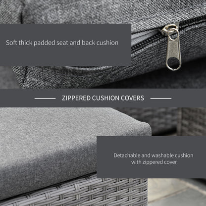3-Piece Patio Furniture Set Modern Sectional Sofa Rattan Chair Wicker Conversation Set Outdoor Hand Woven Rattan Wicker Furniture Patio Coffee Table Sofa Set, Grey