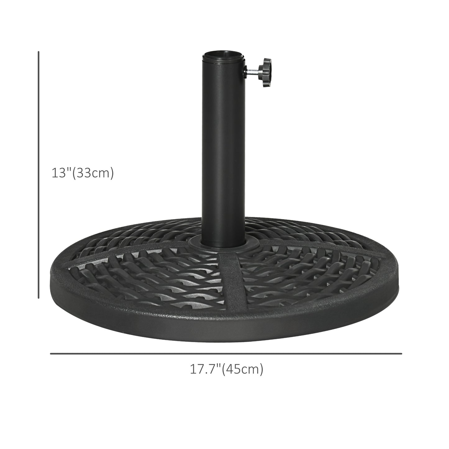 21 lbs Cement Round Market Umbrella Base Holder, 18" Heavy Duty Parasol Stand with Rattan Design for Patio, Black