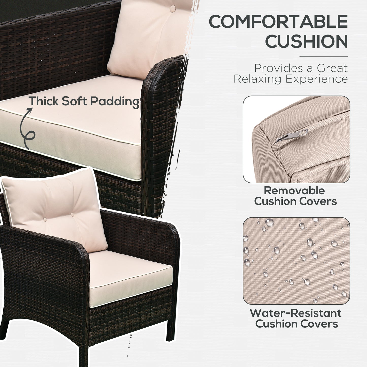 5pcs Outdoor Patio Furniture Set Wicker Conversation Set Footrest Coffee Table