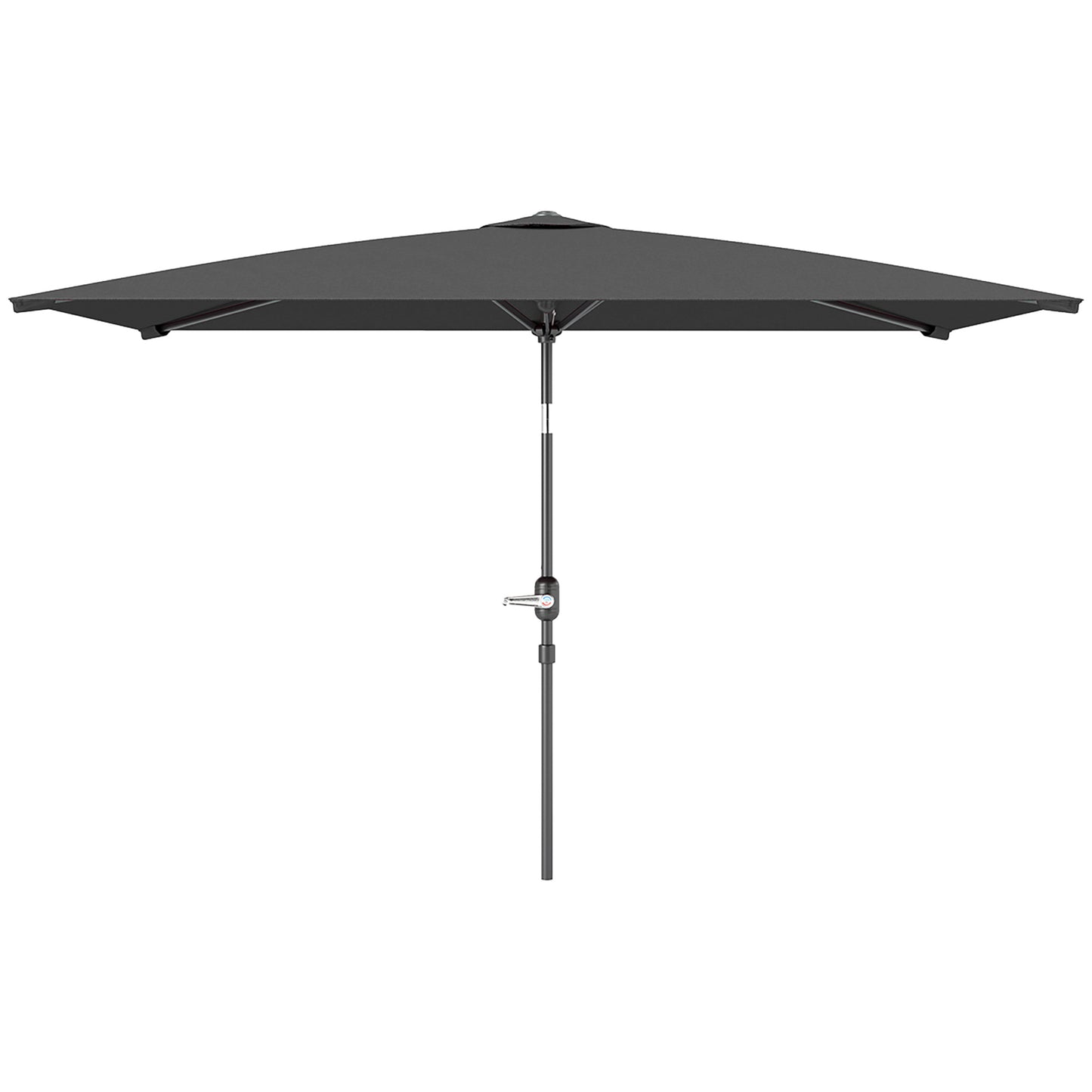 6.6x9.6ft Rectangle Aluminum Tilt Patio Umbrella, Garden Market Parasol, Outdoor Sunshade Canopy with Crank, Dark Grey