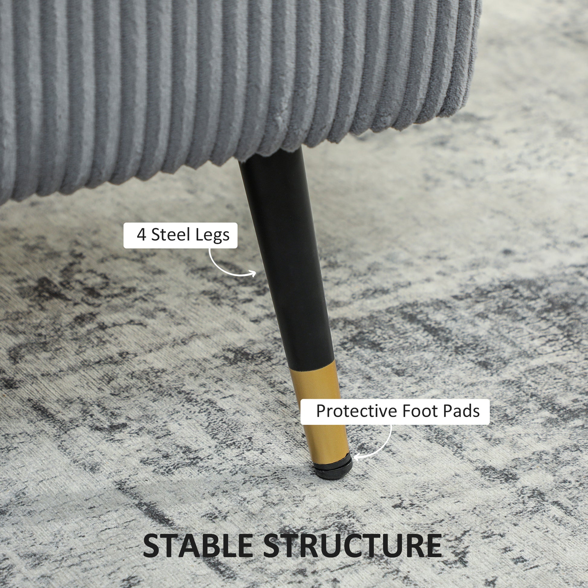 55" Loveseat Sofa, Corduroy Love Seat w/ S spring, Steel Legs and Button Tufting, Small Couch for Living Room, Dark Grey