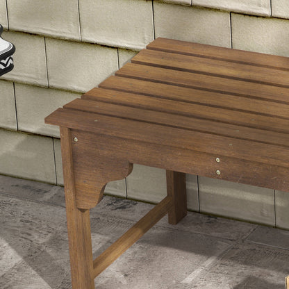 Wooden Garden Bench, Patio Double Park Bench with Slatted Seat, Front Porch Backless Bench, Teak