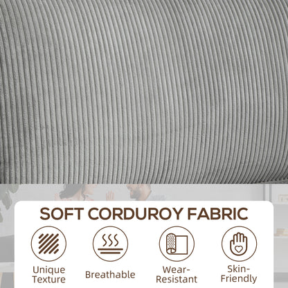 Three Seater Sofa, Fabric 3 Seater Couch with Spring Cushion and Cup Holders for Living Room, Bedroom, Light Grey