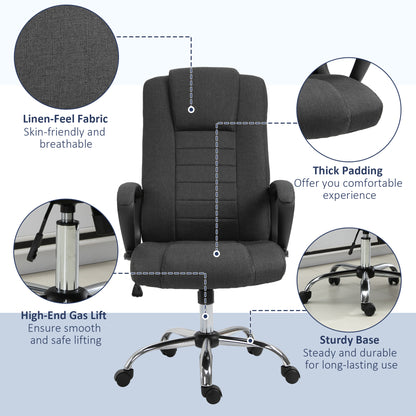 High Back Office Chair, Height Adjustable Computer Desk Chair with Swivel Wheels and Tilt Function, Charcoal Grey