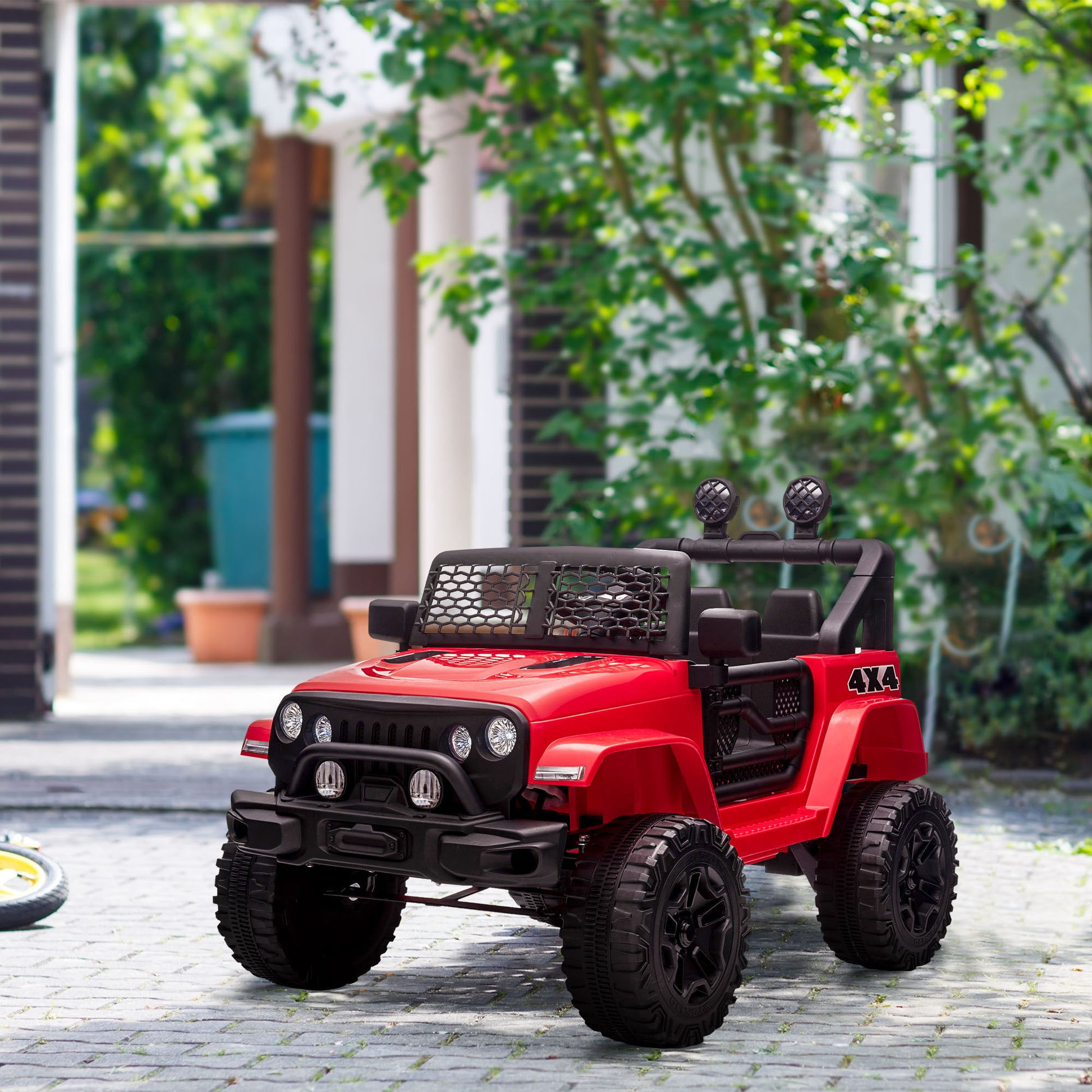 Aosom 12V Ride On Car Off Road Truck for kids SUV Electric Battery Powered with Remote Control, Adjustable Speed, Red