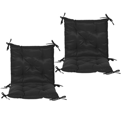 Patio Chair Cushions Set of 2, 39" x 20" x 3" Outdoor Tufted Cushion Set with Ties for Indoor Outdoor Garden Furniture, Black