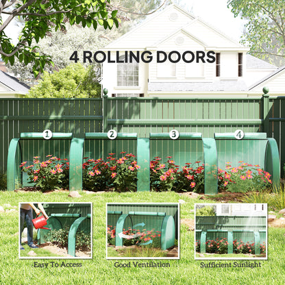 13' x 3.3' x 2.6' Mini Tunnel Greenhouse with PE Cover Garden Green Grow Shed with Steel Frame Zipped Doors, Green