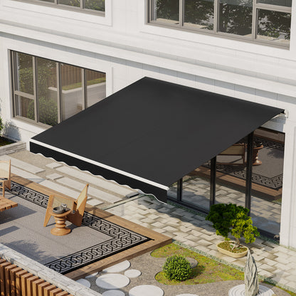 12'x10' Electric Retractable Awning, UV Protection Sun Shade Shelter w/ Remote Controller for Deck Balcony Yard, Black