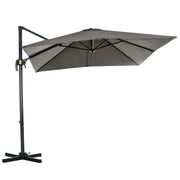 8' x 8' Square Patio Hanging Offset Umbrella with 360° Rotation, Aluminum Outdoor Cantilever Market Parasol, Light Grey