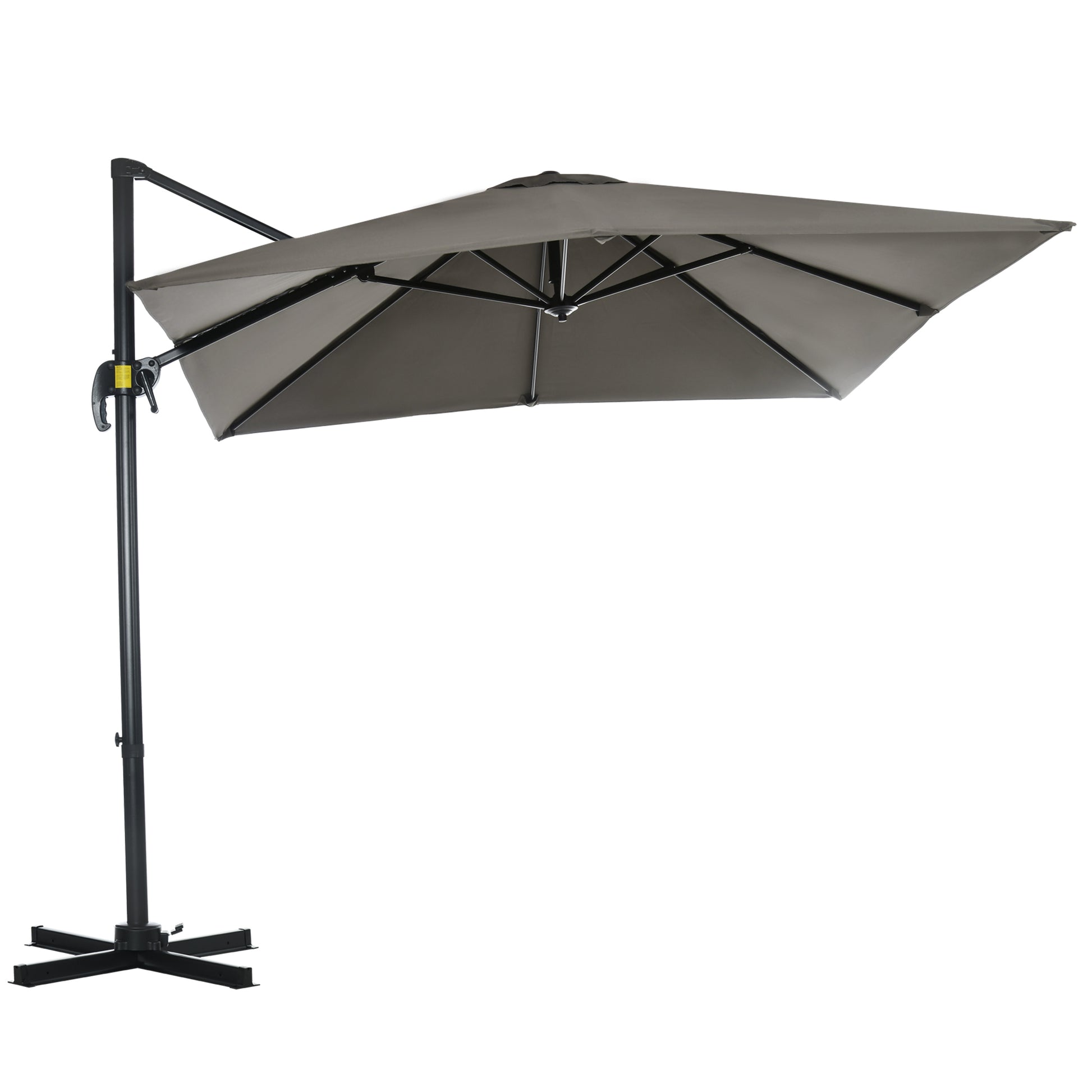 8' x 8' Square Patio Hanging Offset Umbrella with 360° Rotation, Aluminum Outdoor Cantilever Market Parasol, Light Grey