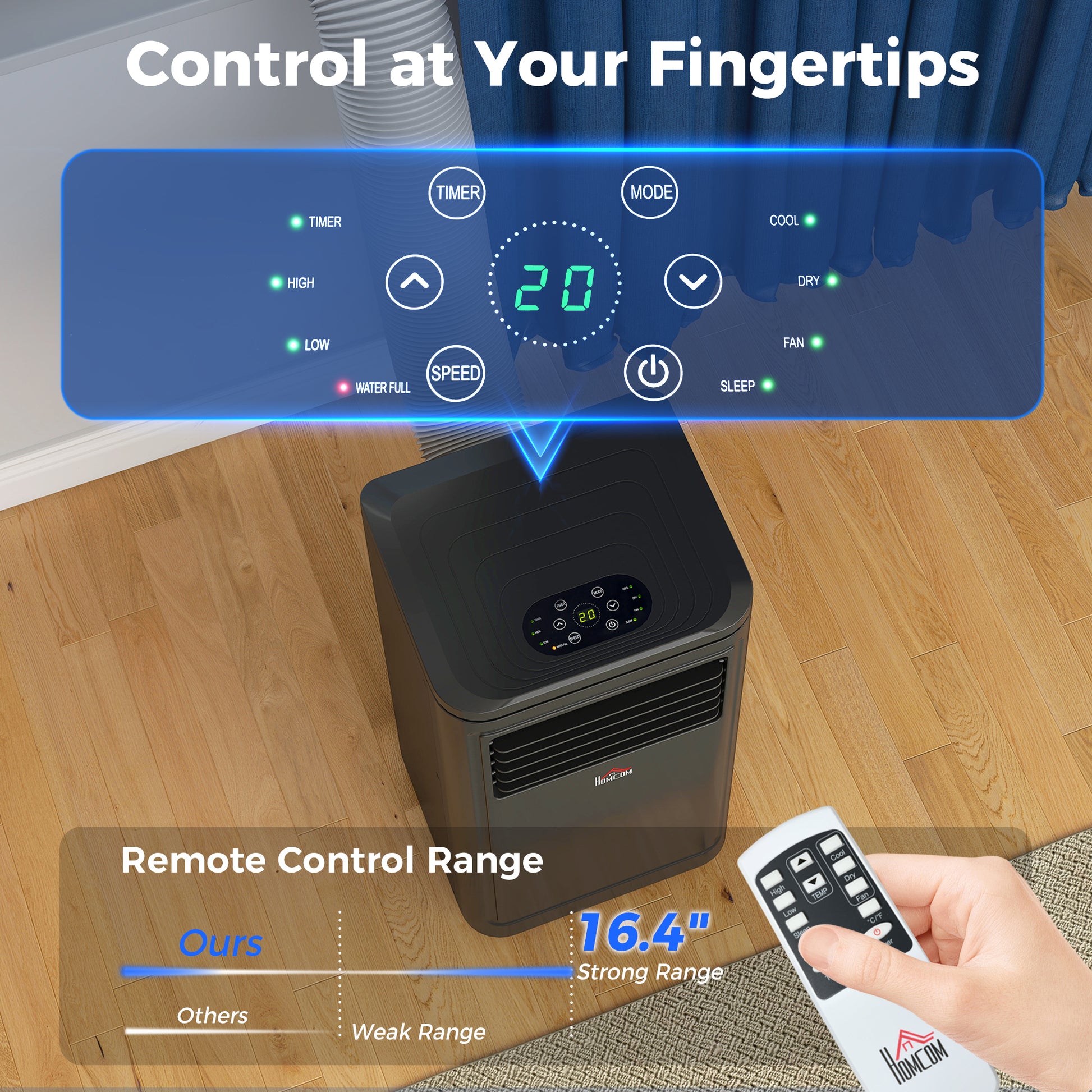 8000 BTU Portable Air Conditioner with Cooling, Dehumidifier, Remote Control, 24-Hour Timer, Window Mount Kit, Black