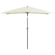 6.5x10ft Rectangle Aluminum Tilt Patio Umbrella, Garden Market Parasol, Outdoor Sunshade Canopy with Crank, Cream White