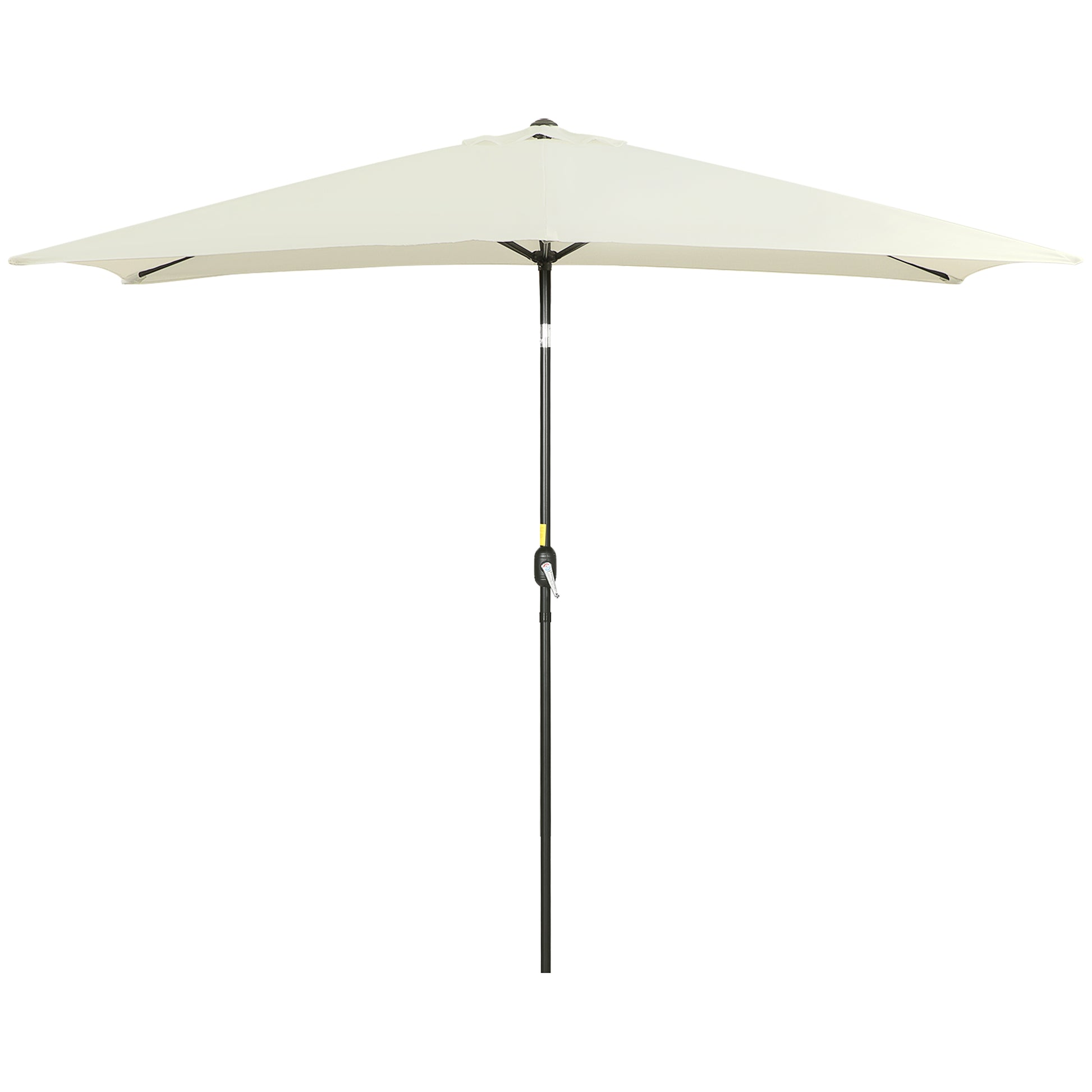 6.5x10ft Rectangle Aluminum Tilt Patio Umbrella, Garden Market Parasol, Outdoor Sunshade Canopy with Crank, Cream White
