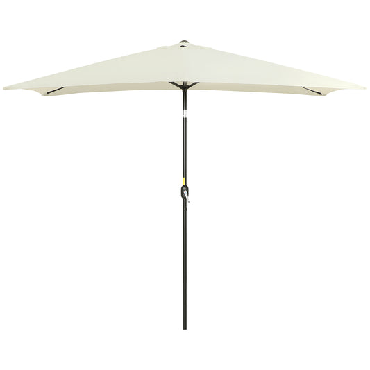 6.5x10ft Rectangle Aluminum Tilt Patio Umbrella, Garden Market Parasol, Outdoor Sunshade Canopy with Crank, Cream White