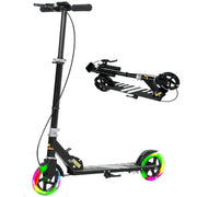 Qaba Scooter for Kids Ages 3-8 with Light Up Wheels, Adjustable Handlebar, Rear Brake & Handbrake for Girls and Boys, Black