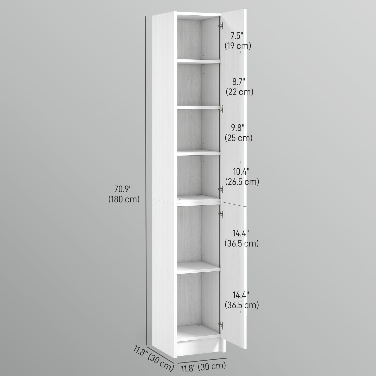 Freestanding Tall Bathroom Storage Cabinet with Adjustable Shelves, Bathroom Organizer, White Wood Grain