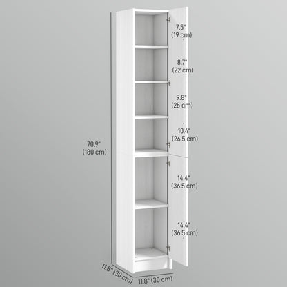 Freestanding Tall Bathroom Storage Cabinet with Adjustable Shelves, Bathroom Organizer, White Wood Grain